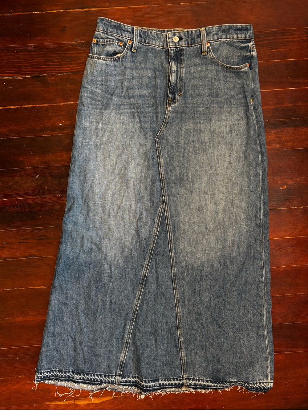 Lucky Brand Washed Blue Denim Maxi Skirt NWOT